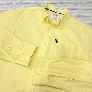 Y2K Abercrombie & Fitch Yellow Muscle Shirt Mens 2X Button Up Long Sleeve Preppy